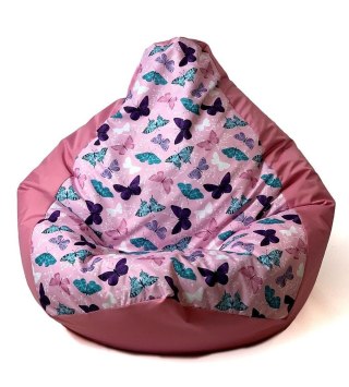 Go Gift Pufa worek sako GRUSZA DRUK ciemny róż-motyle XXL 140x100