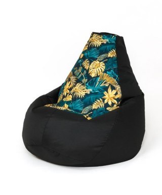 Go Gift Pufa worek sako GRUSZA DRUK czarny-liście XL 130x90