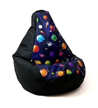Go Gift Pufa worek sako GRUSZA DRUK czarny-planety XL 130x90