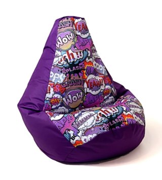Go Gift Pufa worek sako GRUSZA DRUK fiolet-wow XXL 140x100