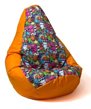 Go Gift Pufa worek sako GRUSZA DRUK pomarańcz-bajkowy2 XXL 140x100