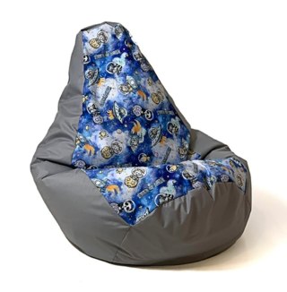 Go Gift Pufa worek sako GRUSZA DRUK szary-statek kosm XXL 140x100