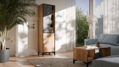 Cama MEBLE Regał 2D OVO 50x38xH182,5 dąb/beton