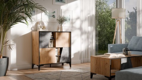 Cama MEBLE Regał 4D OVO 90x38xH90 dąb/beton