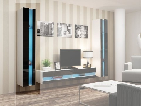Cama MEBLE Regał VIGO NEW 180/40/30 biały/czarny połysk