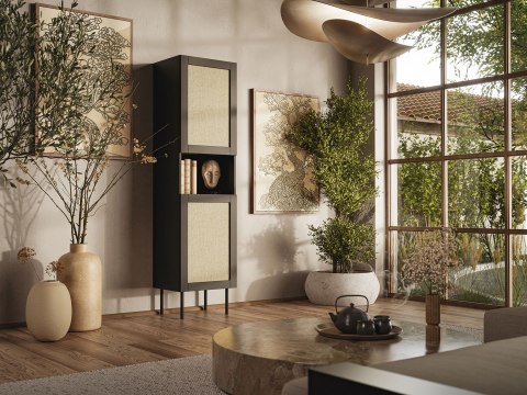 Cama MEBLE Witryna JUTA 50x39,5x190 czarny + linol calabria