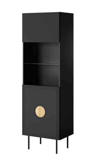 Cama MEBLE Witryna PALAZZO 60x42x190 czarny + dąb craft