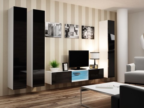 Cama MEBLE Witryna VIGO pełna'180' 180/40/30 biały/czarny poł