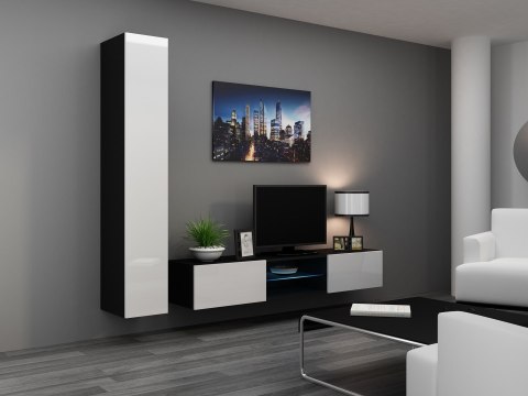 Cama MEBLE Witryna VIGO pełna'180' 180/40/30 czarny/biały poł