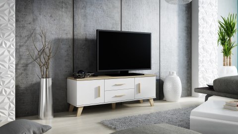 Cama MEBLE RTV LOTTA 140 2D2S biały+ dąb sonoma