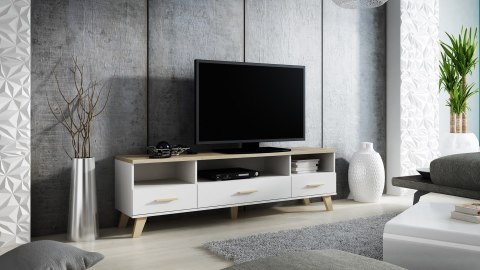 Cama MEBLE RTV LOTTA 180 3S3K biały+ dąb sonoma