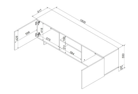 Cama MEBLE Szafka RTV 2D1P ALMA 180x41,5xH55 kaszmir
