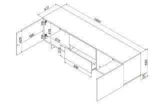 Cama MEBLE Szafka RTV 2D2S ALMA 180x41,5xH55 kaszmir