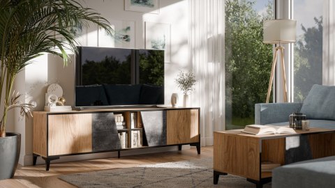 Cama MEBLE Szafka RTV 4D OVO 180x38xH53 dąb/beton