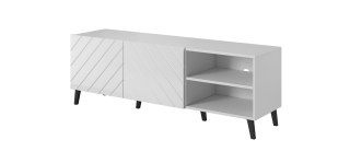 Cama MEBLE Szafka RTV ABETO 150x42x52 biały/biały połysk