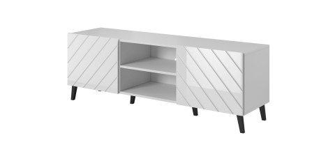Cama MEBLE Szafka RTV ABETO 150x42x52 biały/biały połysk