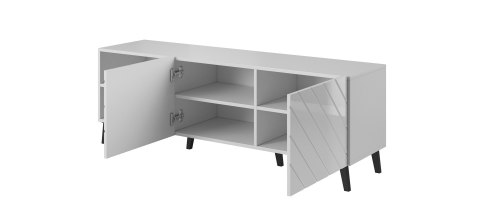 Cama MEBLE Szafka RTV ABETO 150x42x52 biały/biały połysk