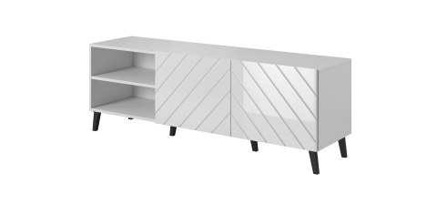 Cama MEBLE Szafka RTV ABETO 150x42x52 biały/biały połysk