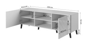 Cama MEBLE Szafka RTV ABETO 150x42x52 czarny/czarny połysk