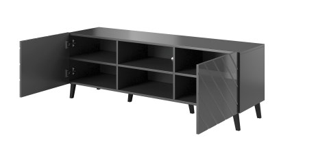 Cama MEBLE Szafka RTV ABETO 150x42x52 grafit/grafit połysk