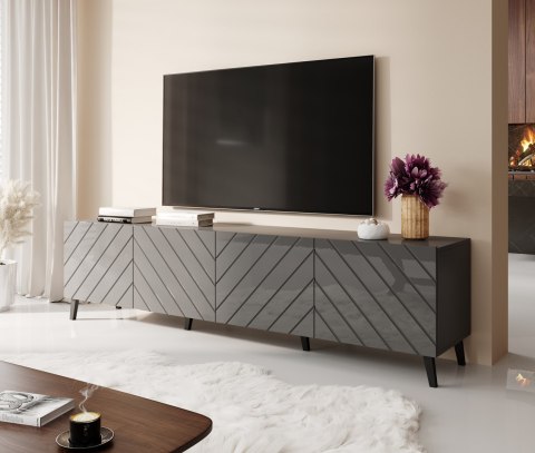Cama MEBLE Szafka RTV ABETO 200x42x52 grafit/grafit połysk