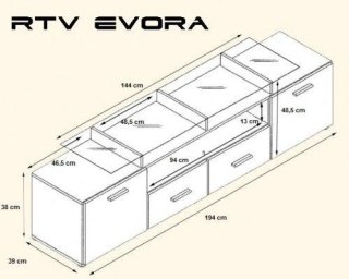 Cama MEBLE Szafka RTV EVORA 200 biały/biały połysk