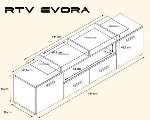 Cama MEBLE Szafka RTV EVORA 200 sliwa/czarny połysk