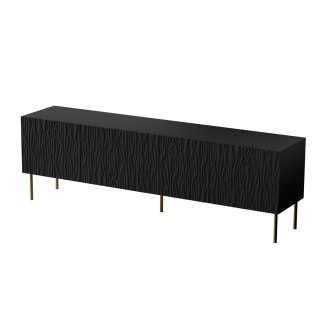 Cama MEBLE Szafka RTV JUNGLE 190x40,5x59,5 czarny mat + złote nóżki