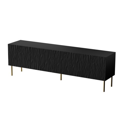 Cama MEBLE Szafka RTV JUNGLE 190x40,5x59,5 czarny mat + złote nóżki