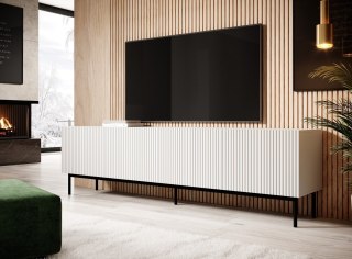 Cama MEBLE Szafka RTV PAFOS na czarnym stelażu ze stali 200x40x60 biały mat