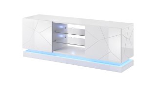 Cama MEBLE Szafka RTV QIU 160 MDF biały połysk/ biały połysk