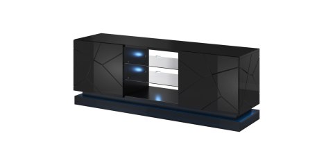 Cama MEBLE Szafka RTV QIU 160 MDF czarny połysk/czarny połysk