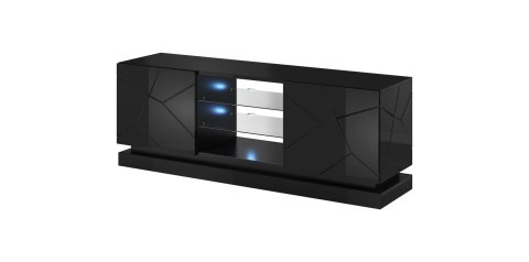 Cama MEBLE Szafka RTV QIU 160 MDF czarny połysk/czarny połysk