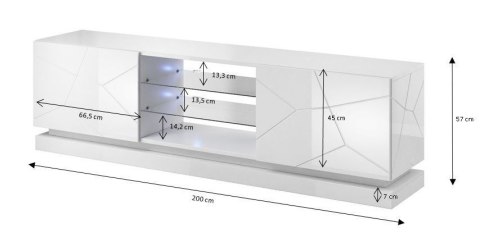 Cama MEBLE Szafka RTV QIU 200 MDF biały połysk/ biały połysk