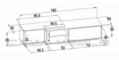 Cama MEBLE Szafka RTV SIGMA1 180 sonoma/biały połysk