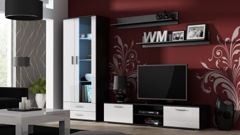 Cama MEBLE Szafka RTV SOHO 180 czarny/ biały połysk