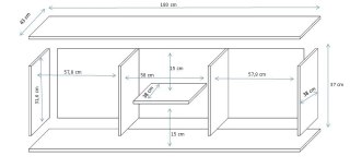 Cama MEBLE Szafka RTV SOHO 180 czarny/ czarny połysk