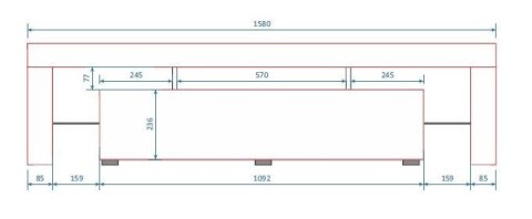 Cama MEBLE Szafka RTV TORO 158 szary/ biały połysk