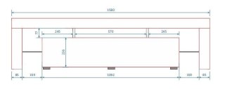 Cama MEBLE Szafka RTV TORO 158 szary/ szary połysk