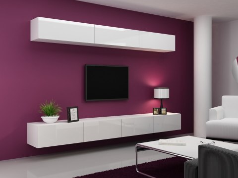 Cama MEBLE Szafka RTV VIGO '140' 30/140/40 biały/biały połysk