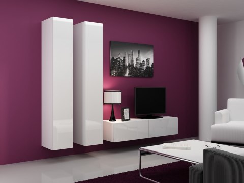 Cama MEBLE Szafka RTV VIGO '140' 30/140/40 biały/biały połysk