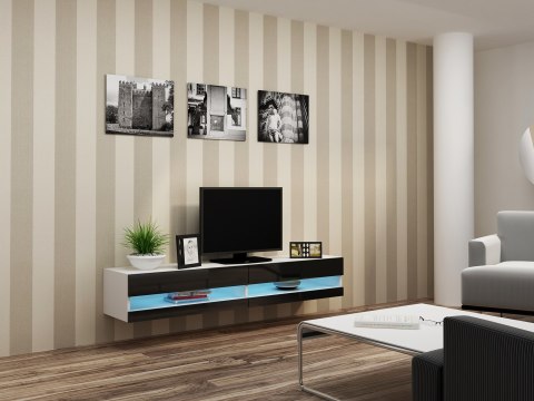 Cama MEBLE Szafka RTV VIGO NEW '180' 30/180/40 biały/czarny pł