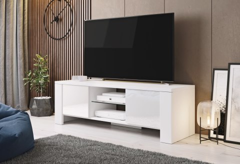 Cama MEBLE Szafka RTV WEST 42/130/42 biały/ biały połysk