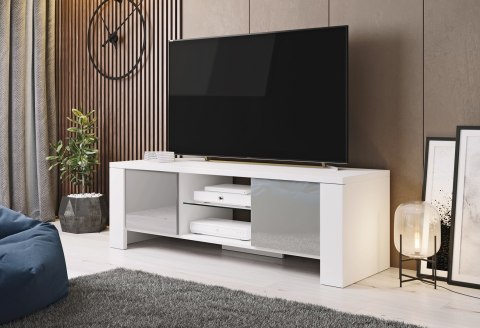 Cama MEBLE Szafka RTV WEST 42/130/42 biały/ szary połysk