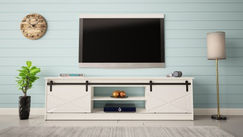 Cama MEBLE Szafka RTV GRANERO 200x56,7x35 biały/biały połysk