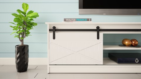 Cama MEBLE Szafka RTV GRANERO 200x56,7x35 biały/biały połysk