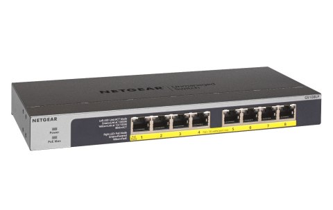 NETGEAR Switch Netgear GS108LP-100EUS 8p PoE 60W* (PoE+: 8p) Unmanaged Gigabit