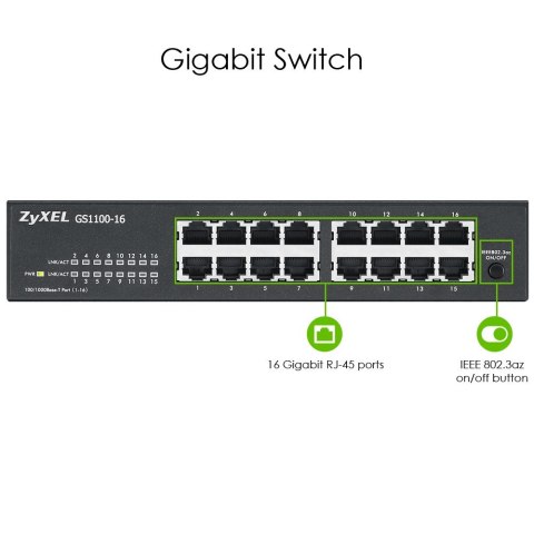 ZyXEL Switch Zyxel GS1100-16 16p Unmanaged Gigabit