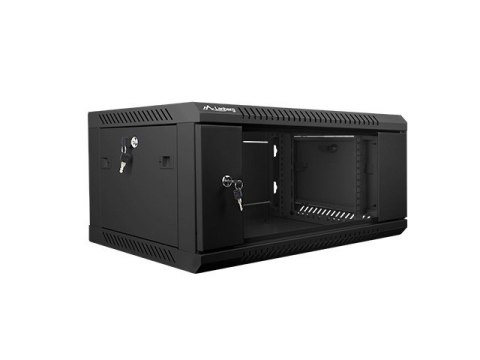 Lanberg Szafa jednosekcyjna Lanberg WF01-6404-10B (4U; 280mm / 600mm / 450 mm; wisząca; Szklane; 19''; kolor czarny)