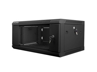 Lanberg Szafa jednosekcyjna Lanberg WF01-6404-10B (4U; 280mm / 600mm / 450 mm; wisząca; Szklane; 19''; kolor czarny)